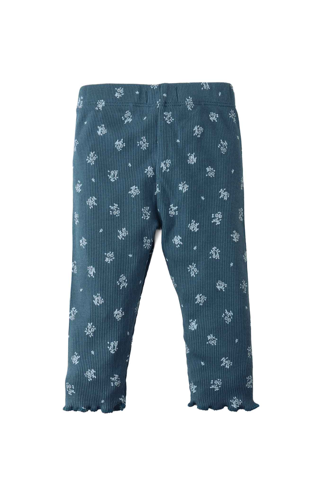 Gingersnaps Ribbed Leggings With All-Over Ditsy Flower Print and Merrow-Edged Hem