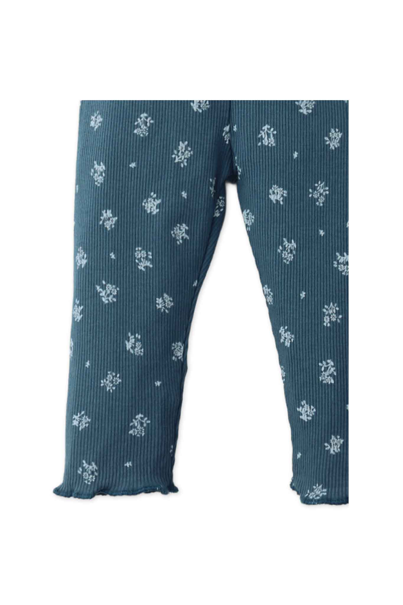 Gingersnaps Ribbed Leggings With All-Over Ditsy Flower Print and Merrow-Edged Hem