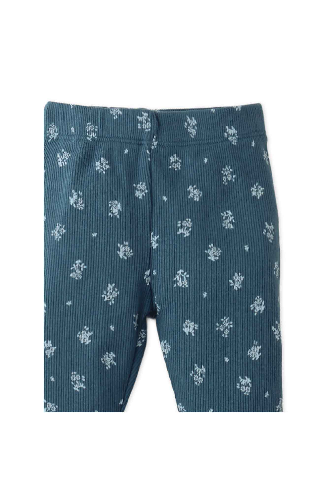 Gingersnaps Ribbed Leggings With All-Over Ditsy Flower Print and Merrow-Edged Hem