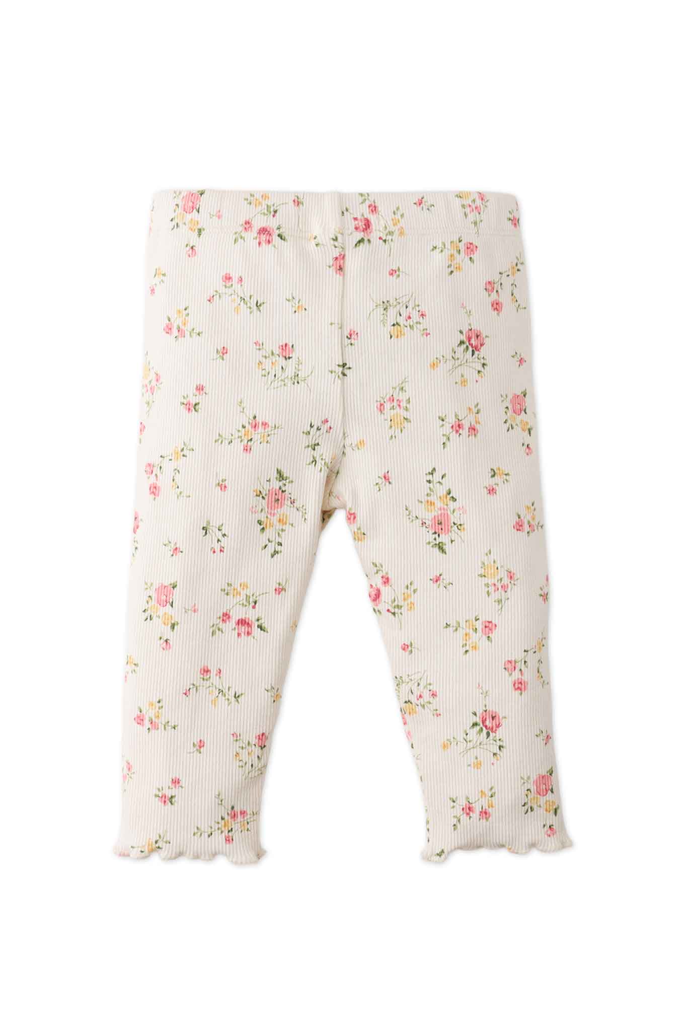 Gingersnaps Ribbed Leggings With All-Over Ditsy Flower Print and Merrow-Edged Hem