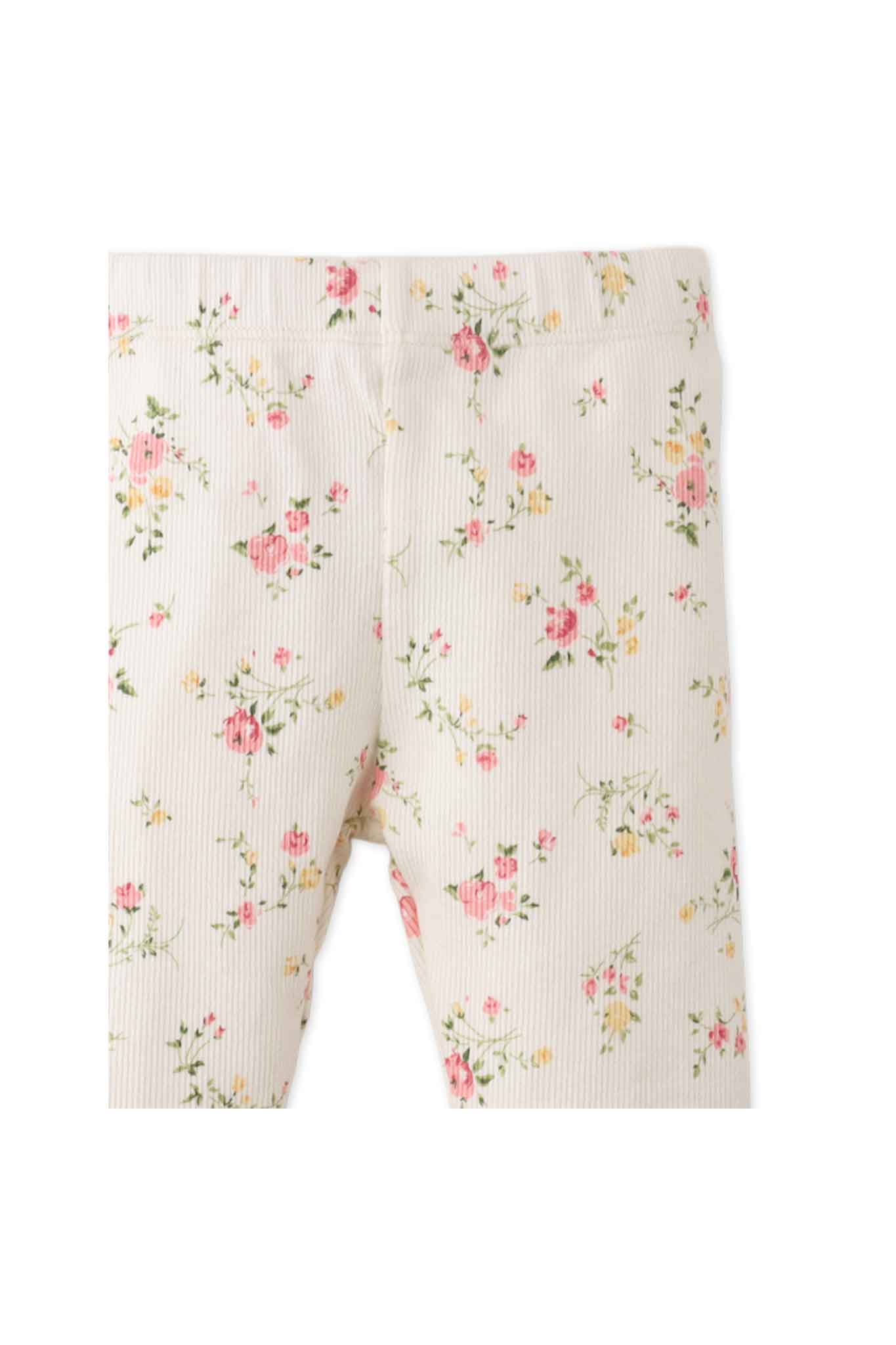 Gingersnaps Ribbed Leggings With All-Over Ditsy Flower Print and Merrow-Edged Hem