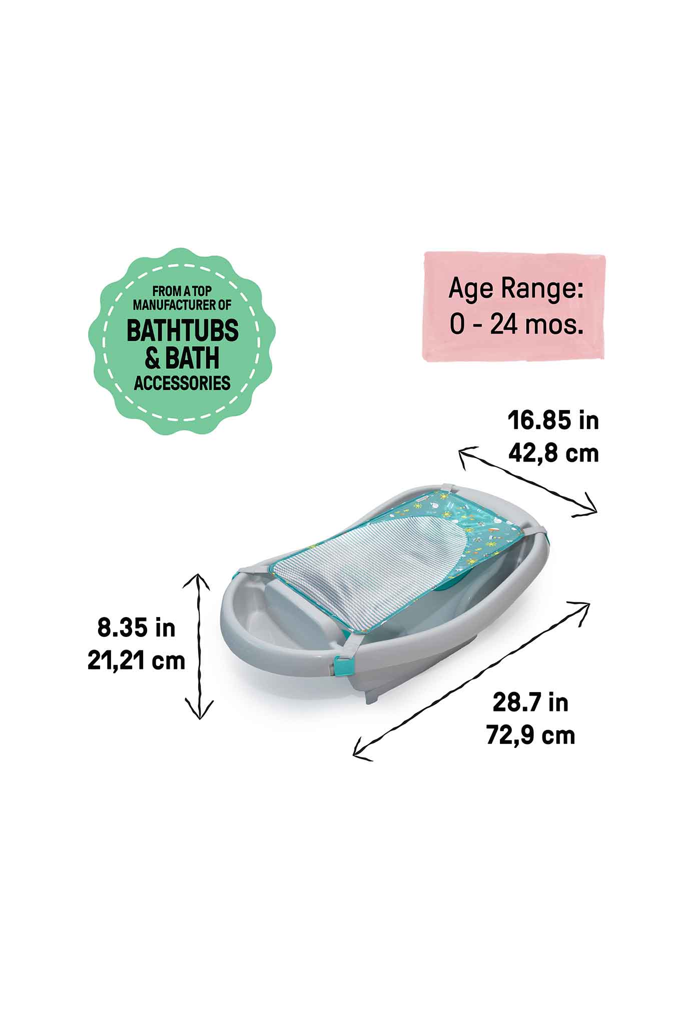 Ingenuity Comfy Clean Deluxe Newborn to Toddler Bather Grey