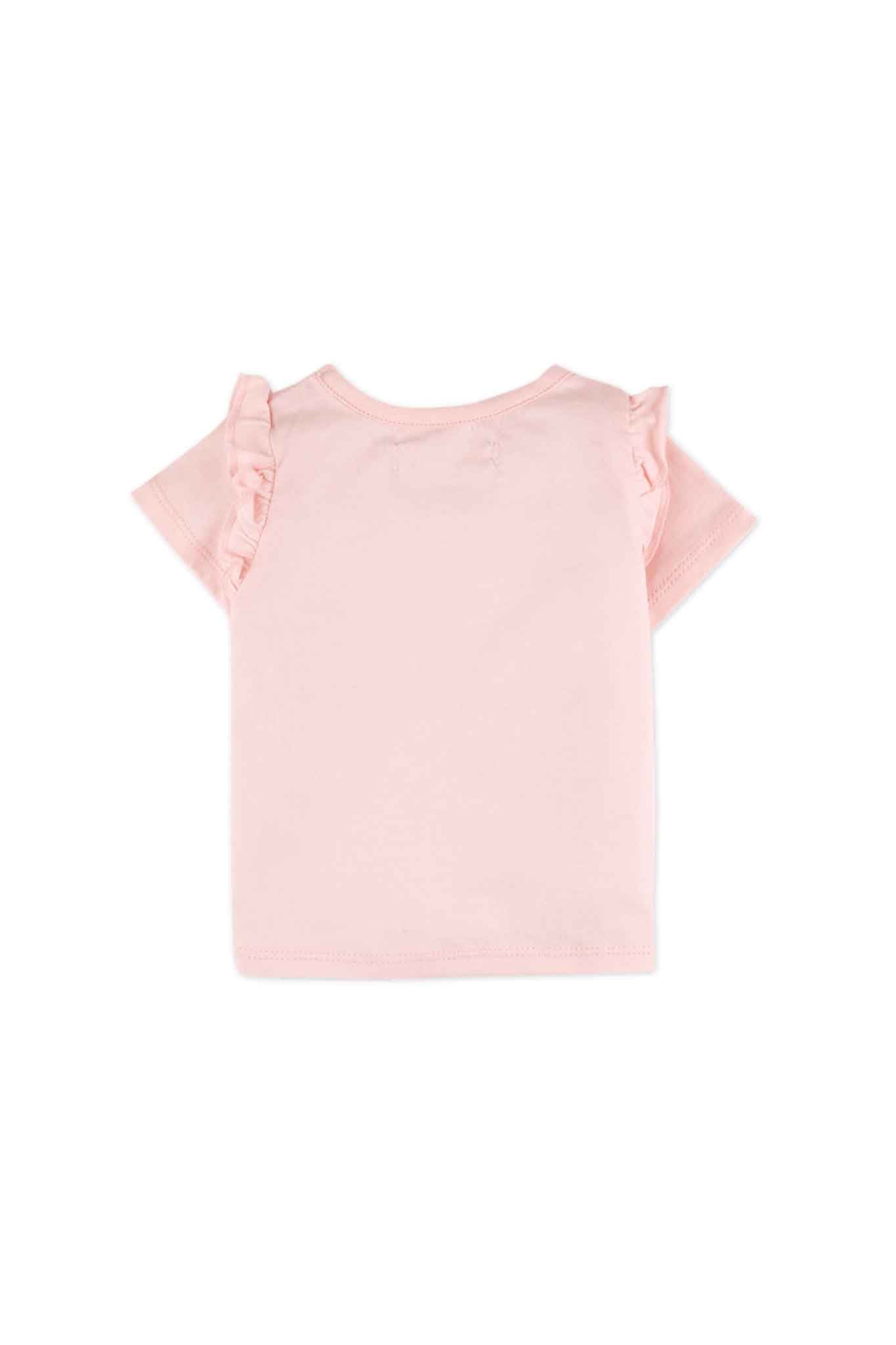 Gingersnaps T-Shirt With Set-In Ruffles On Sleeves and Heart Lace Appliqué On Chest