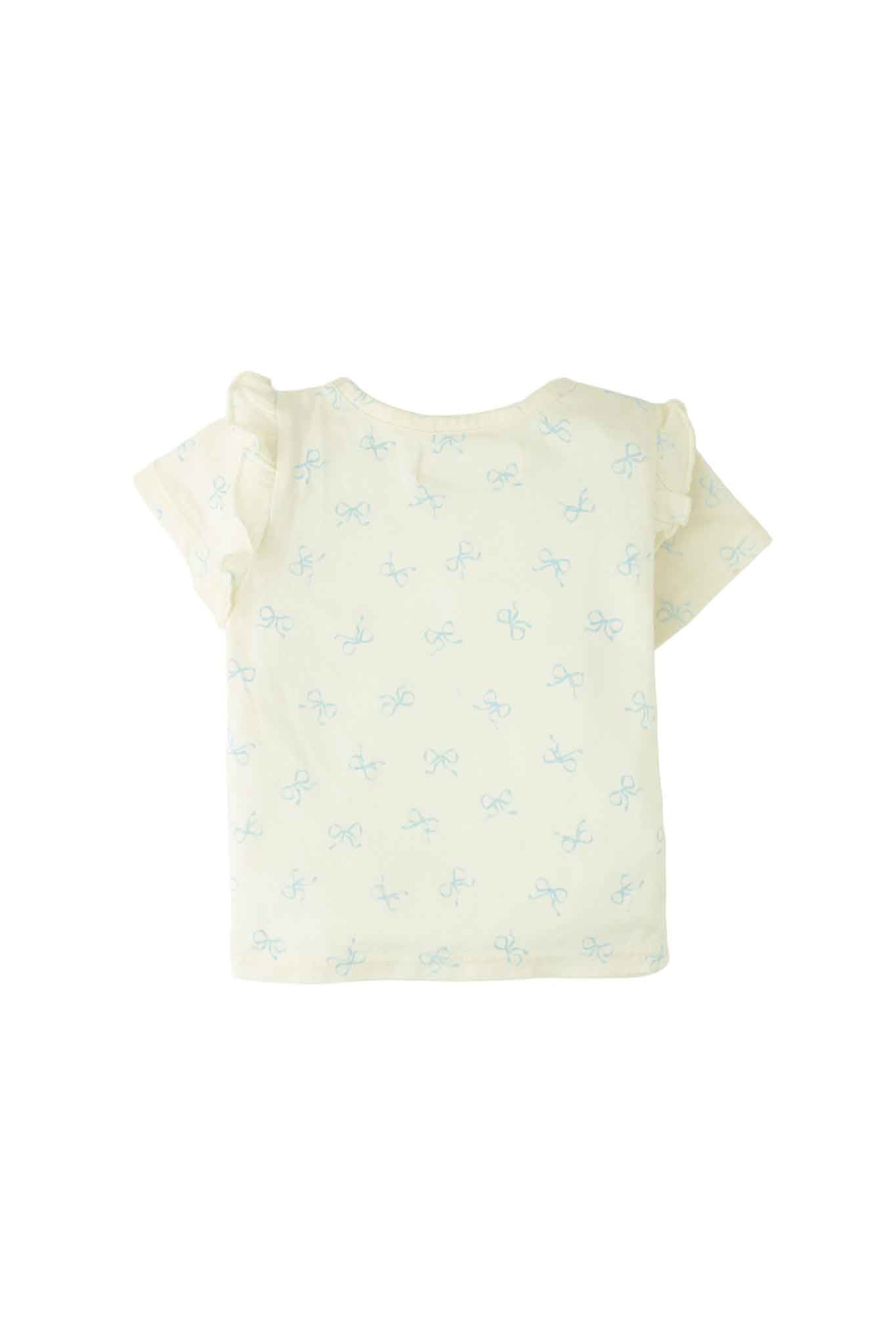 Gingersnaps T-Shirt With Set-In Ruffles On Sleeves and All-Over Bow Print