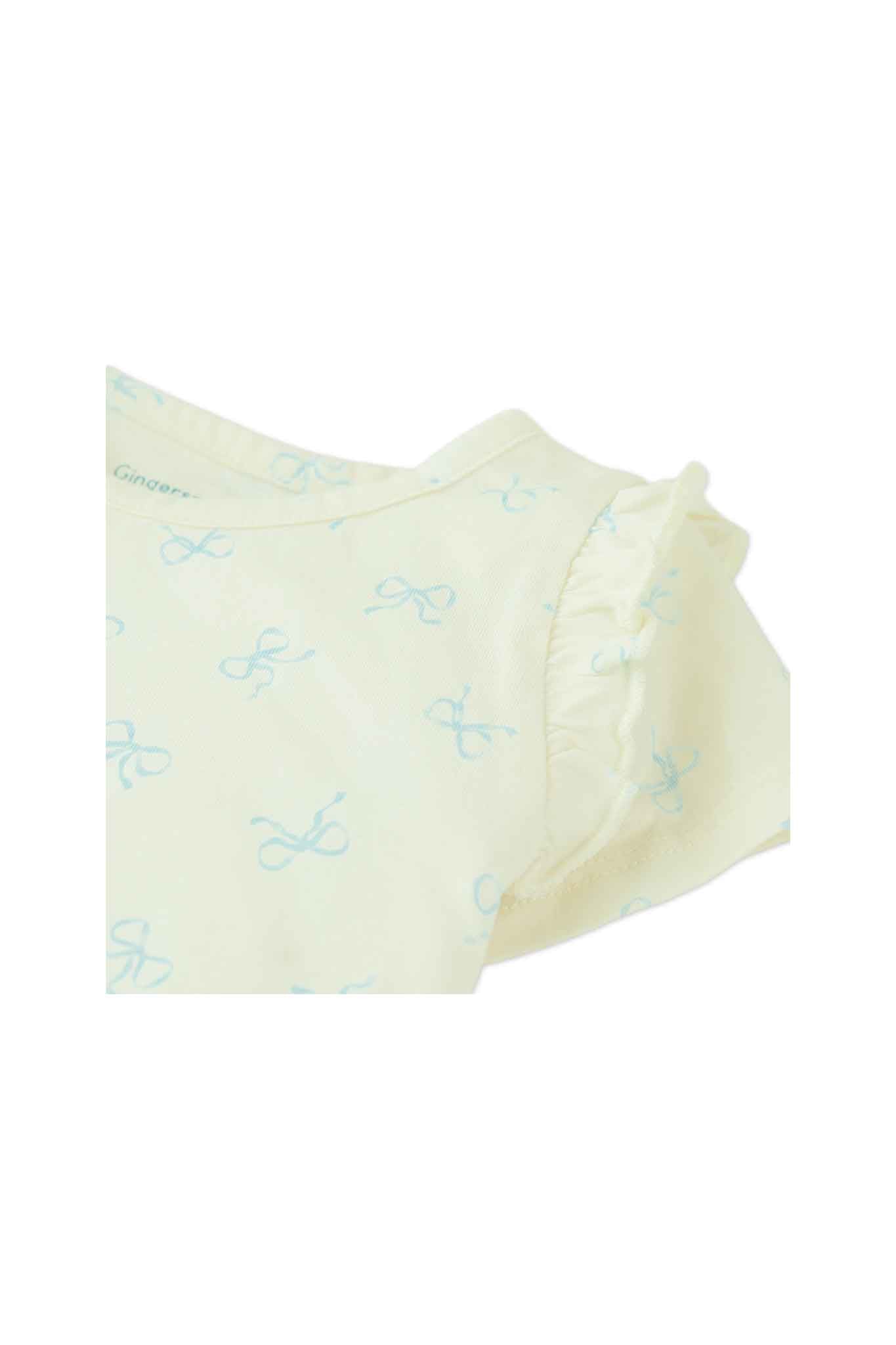 Gingersnaps T-Shirt With Set-In Ruffles On Sleeves and All-Over Bow Print