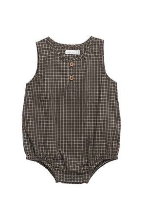 Jamie Kay Organic Cotton Archie Playsuit - Coffee Grid