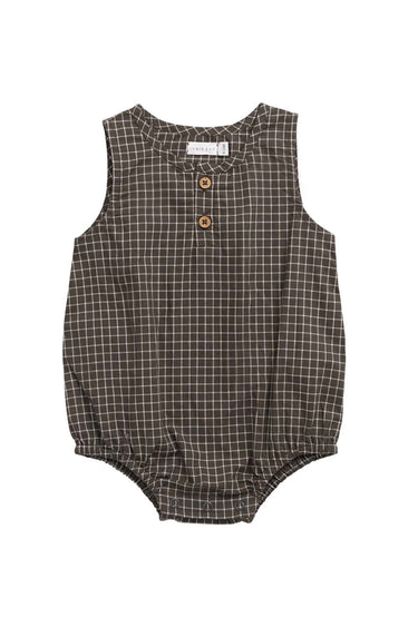 Jamie Kay Organic Cotton Archie Playsuit - Coffee Grid