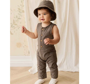 Jamie Kay Organic Cotton Milo Jumpsuit - Coffee Grid