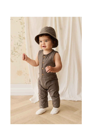 Jamie Kay Organic Cotton Milo Jumpsuit - Coffee Grid