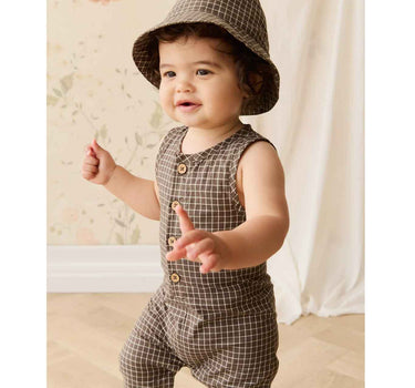 Jamie Kay Organic Cotton Milo Jumpsuit - Coffee Grid