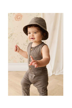Jamie Kay Organic Cotton Milo Jumpsuit - Coffee Grid