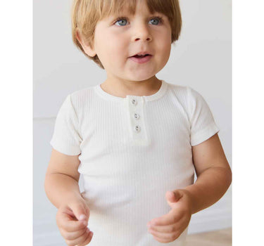 Jamie Kay Organic Cotton Modal Henley Tee - Milk