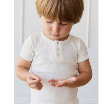 Jamie Kay Organic Cotton Modal Henley Tee - Milk