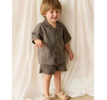 Jamie Kay Organic Cotton Silas Short - Coffee Grid