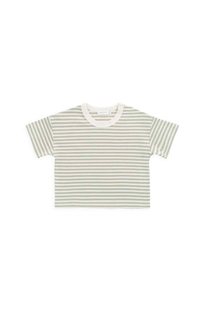 Jamie Kay Pima Cotton Wesley Tee - Narrow Stripe Lichen / Cloud