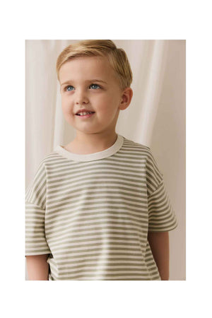 Jamie Kay Pima Cotton Wesley Tee - Narrow Stripe Lichen / Cloud
