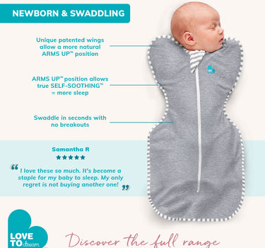 Love To Dream Swaddle Up Stage 1 1.0 Tog Stretch Cotton Grey
