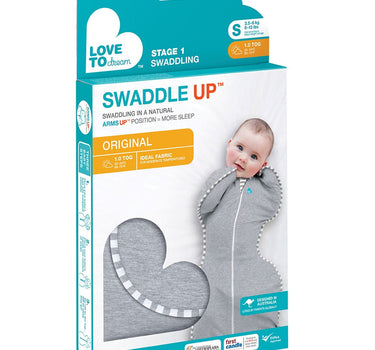 Love To Dream Swaddle Up Stage 1 1.0 Tog Stretch Cotton Grey