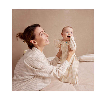 Love To Dream Swaddle Up Stage 1 1.0 Tog Original Cotton Houndstooth Tan
