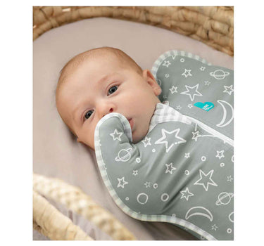 Love To Dream Swaddle Up Stage 1 1.0 Tog Viscose From Bamboo Stars & Moon Olive