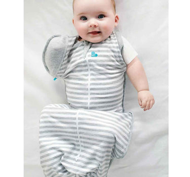 Love To Dream Swaddle Up Transition Bag Stage 2 1.0 Tog Stretch Cotton Stripe Grey