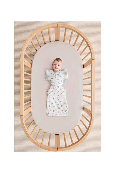 Love To Dream Swaddle Up Transition Bag Stage 2 1.0 Tog Stretch Cotton Rainbow Dream White