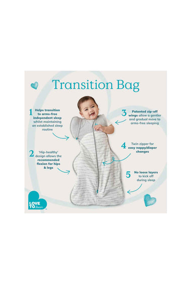 Love To Dream Swaddle Up Transition Bag Stage 2 1.0 Tog Stretch Cotton Rainbow Dream White