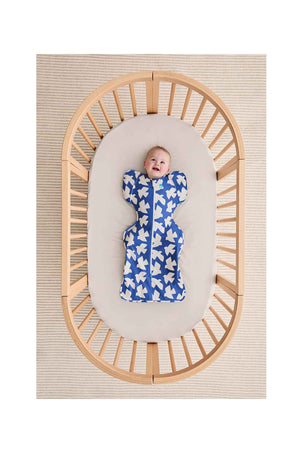 Love To Dream Swaddle Up Transition Bag Stage 2 1.0 Tog Stretch Cotton Paperbirds Cobalt