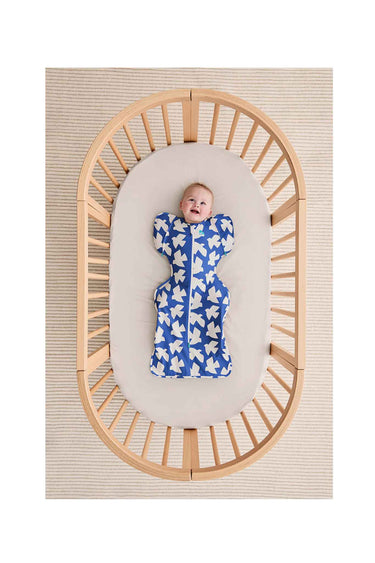 Love To Dream Swaddle Up Transition Bag Stage 2 1.0 Tog Stretch Cotton Paperbirds Cobalt