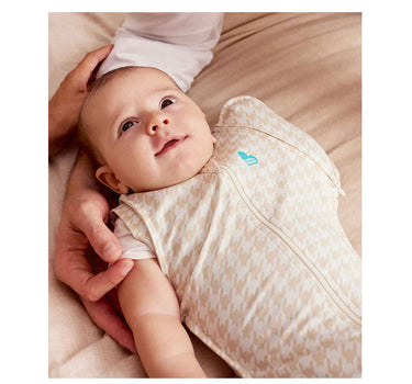 Love To Dream Swaddle Up Transition Bag Stage 2 1.0 Tog Stretch Cotton Houndstooth Tan