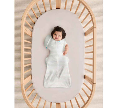 Love To Dream Swaddle Up Transition Bag Stage 2 0.2 Tog Stretch Cotton Stripe Olive