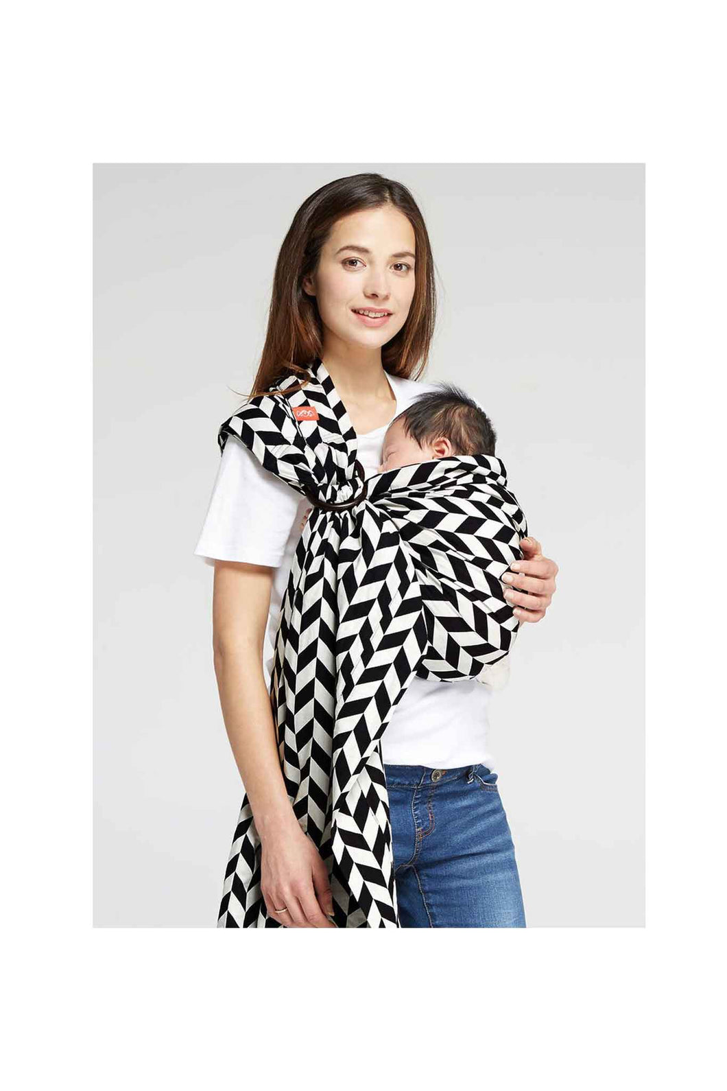 Mamaway Black & White Herringbone Baby Ring Sling
