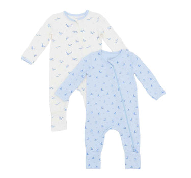 Not Too Big Whaley Bamboo Sleepsuit 2 Pack