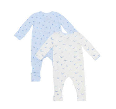 Not Too Big Whaley Bamboo Sleepsuit 2 Pack