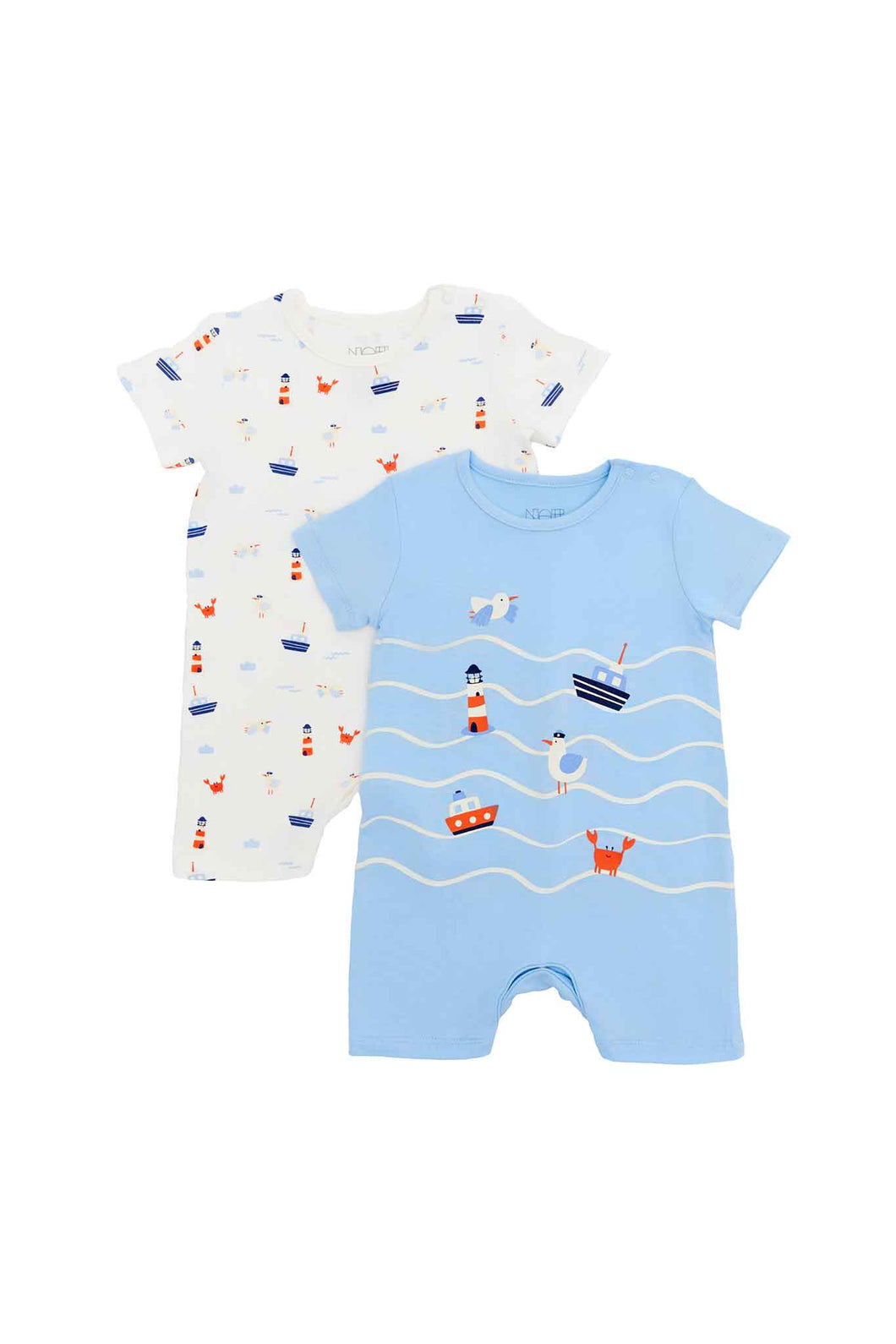 Not Too Big Captain Bamboo Short Sleeves Rompers - 2 Packs