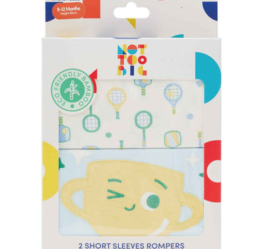 Not Too Big Racket Club Bamboo Short Sleeves Romper 2 Pack