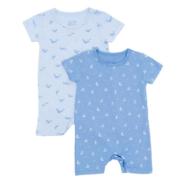 Not Too Big Whaley Bamboo Romper 2 Pack