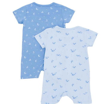 Not Too Big Whaley Bamboo Romper 2 Pack
