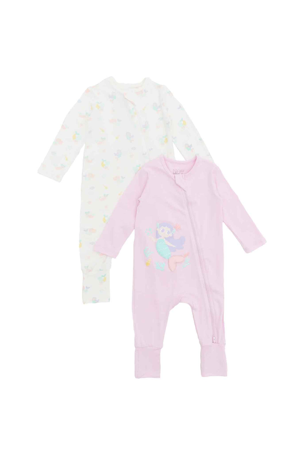 Not Too Big Mermaid Bamboo Sleepsuits - 2 Packs