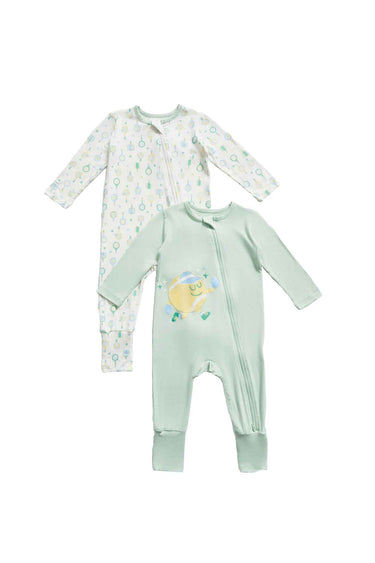 Not Too Big Racket Club Bamboo Sleepsuit Zipped 2 Pack