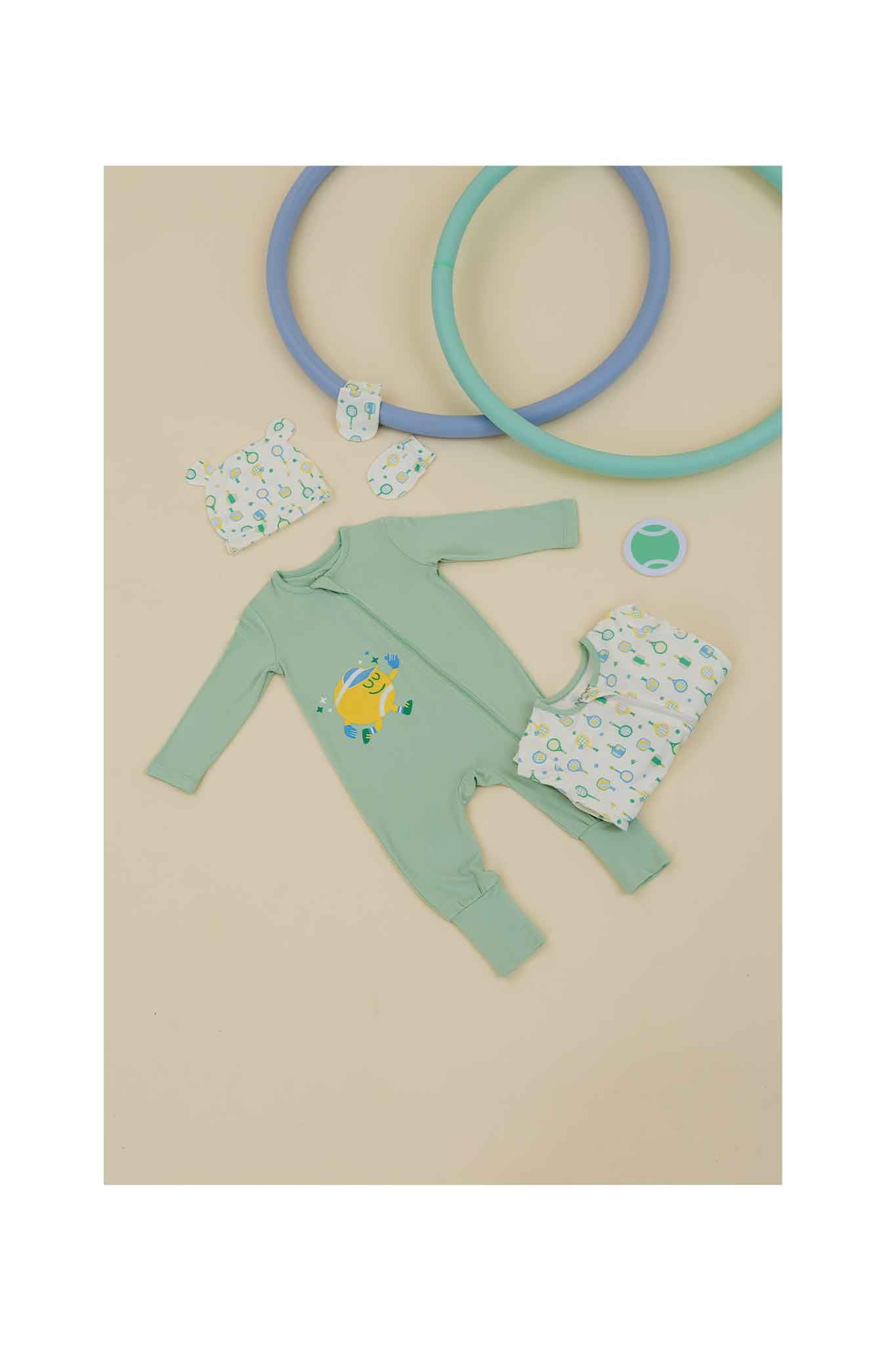 Not Too Big Racket Club Bamboo Sleepsuit Zipped 2 Pack