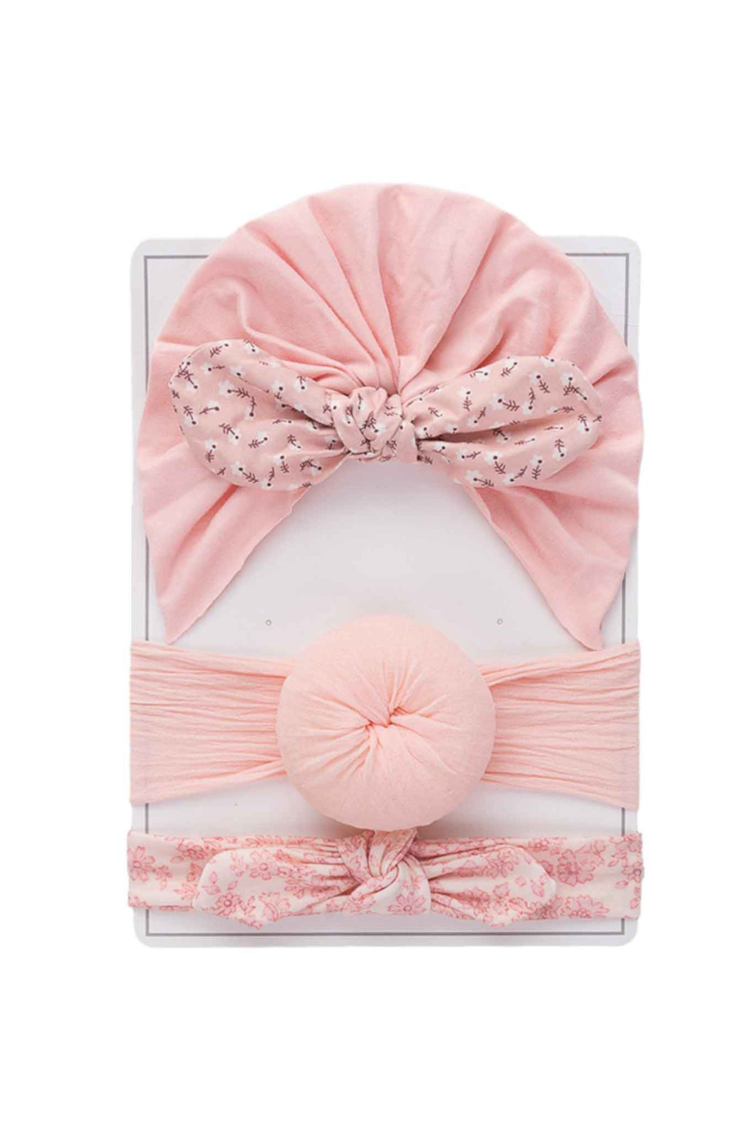 OFM Baby Turban Headband 3 Piece Set - Pink