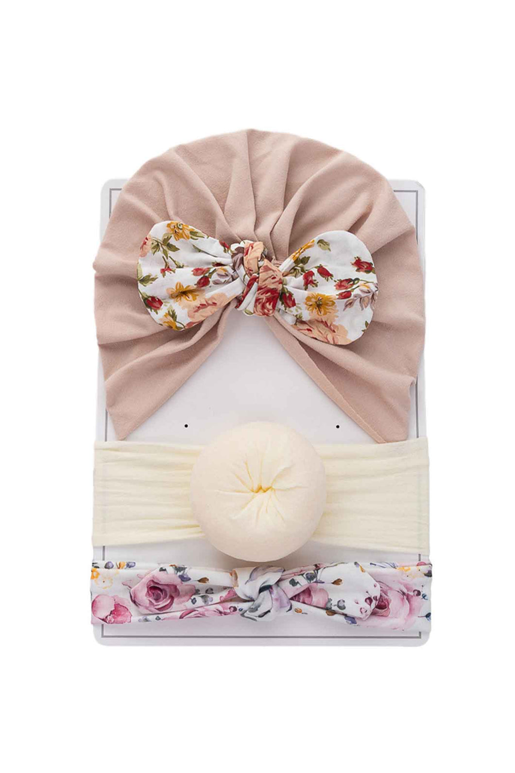 OFM Baby Turban Headband 3 Piece Set - Khaki