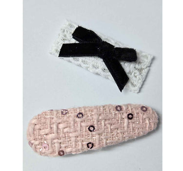 OFM Baby Hair Clip 2 Piece Set - Pink/White