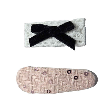 OFM Baby Hair Clip 2 Piece Set - Pink/White