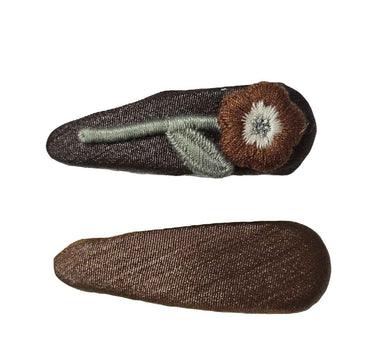 OFM Baby Hair Clip 2 Piece Set - Brown Flower