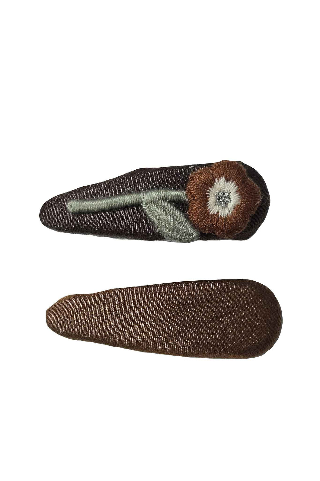 OFM Baby Hair Clip 2 Piece Set - Brown Flower
