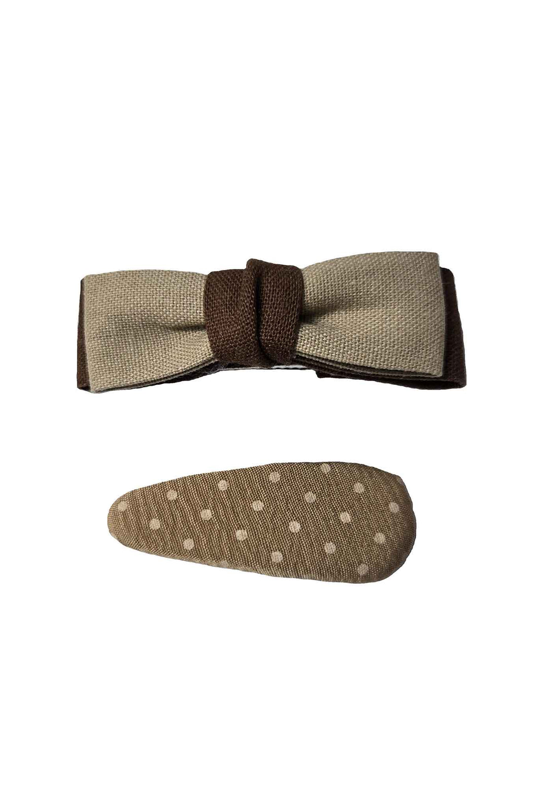 OFM Baby Hair Clip 2 Piece Set - Brown Polka Dot