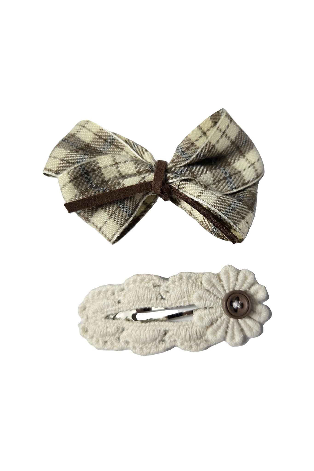 OFM Baby Hair Clip 2 Piece Set - Lace/Gingham