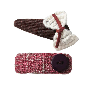 OFM Baby Hair Clip 2 Piece Set - Red Ribbon